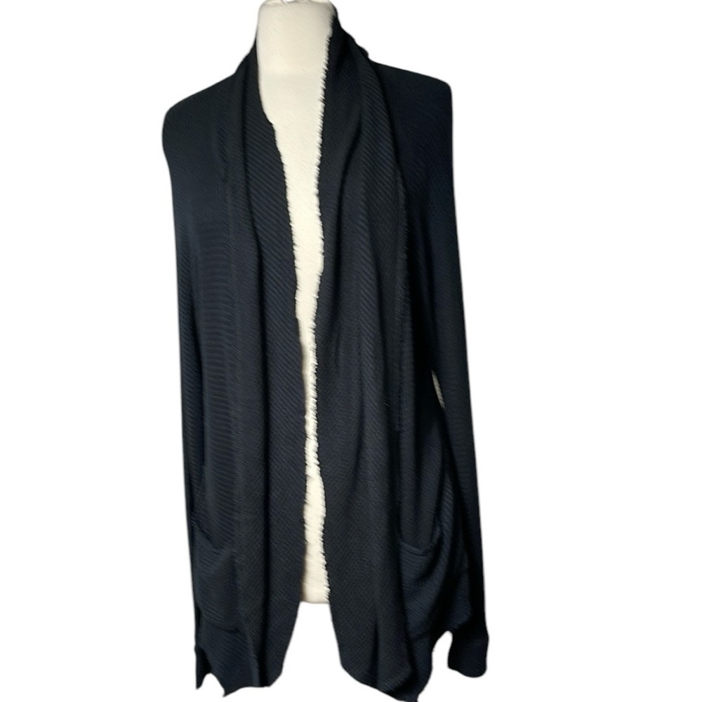 LAmade‎ Thermal Open Front Pocket Cardigan SZ S Black